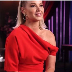 Zara red asymmetrical top